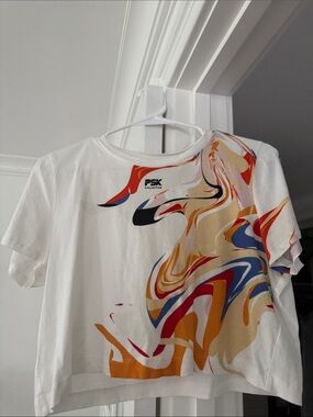 PSK Collective White Graphic Crop Tee